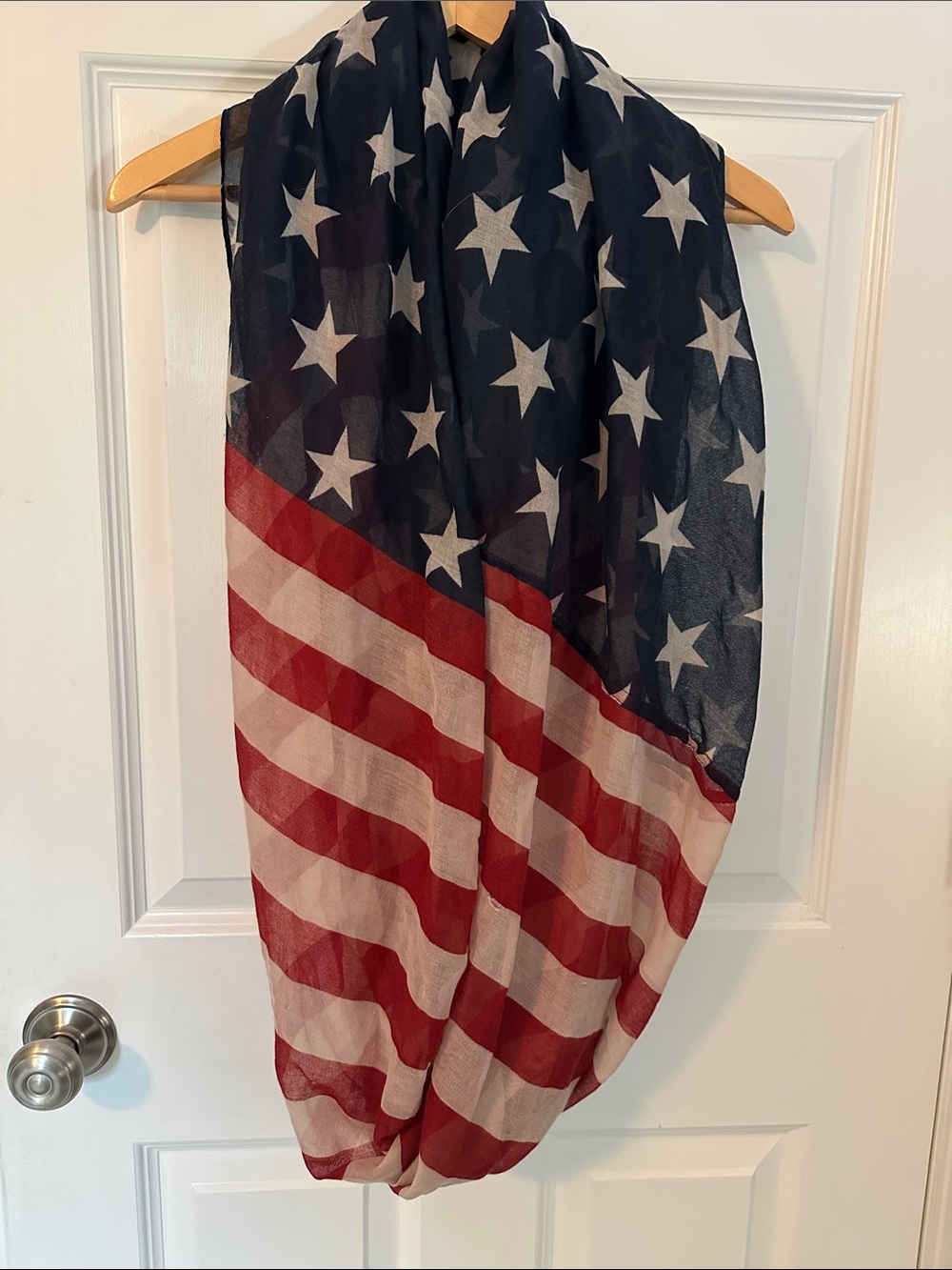 Patriotic Star & Stripe Lightweight Infinity Scarf - Red, White & Blue